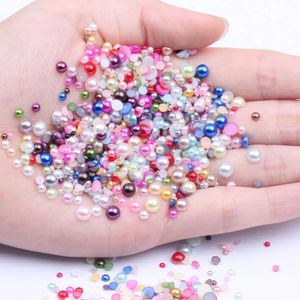 2000pcs 11mm mehrfarbige große Beutel halbkreisförmige Harz Derivat Perlenabs flacher Rücken-Cabo-Loch Kiefernkügelchen für handgefertigte Nagelkunst 240507