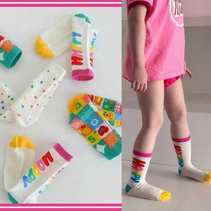 Kids Socks 11 colors of childrens socks spring and summer socks childrens boys and girls rainbow colored cute trend socks ventilated 3 pairs/bag d240513