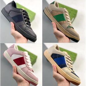 Man Designer Screener Scate Sneaker Shoe Low Classal Casual Scarpe skórzany zielony pasek Pink 2024 moda kobieta deskorolka Trarza Buty Rozmiar 36 - 46