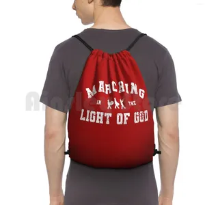 Sırt çantası Tanrı'nın ışığında yürüyen çanta çantası sürme tırmanma spor salonu geek band müziği aşk onun