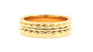 VAROLE Punk Bead Width Ring Gold Color MultiLayer Texture Finger Rings For Women Fashion Jewelry Whole H09114826735