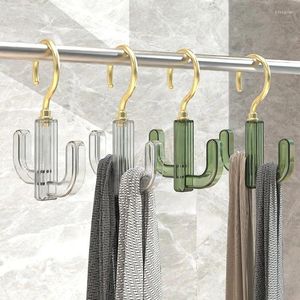Hooks 360 Rotatable Hook Light Luxury Wardrobe Hole-free Hanging Tie Belt Scarf Bag Cactus Hanger Wall Mounted For Coats
