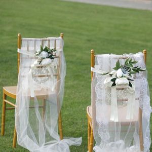 装飾的な花夫人結婚式の椅子の花の装飾背中の通路のリボンのための人工配置ya