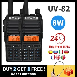 Walkie talkie 2sts real 8w baofeng UV-82 10 km UV 82 Portable Two Way Radio UV82 High Power Dual Band HF FM Transceiver NA771