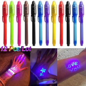 Invisible Ink Pen 12 PCS Spy With UV Light Magic Marker for Secret Messagetreasure Box Prisisskids Party FavorStoys Gift 240511
