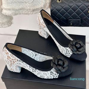 2024 Slingbacks Camellia Sandal Round Toes تنزلق على أحذية ماري جين 1.5 سم