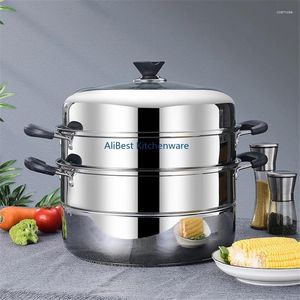 Double Boilers Electromagnetic Stove Gas Suitable For Steamer Large Household 304 Stainless Steel Multi-layer Thickened