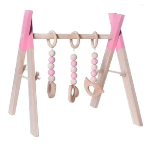 Dekorative Teller nordisches Baby Fitnessstudio spielen Kindergarten sensorische Ring-Pull-Holzspielzeug-Holzrahmen mit Spielzeug Kleinkind Kleinkindkleidung Rack Geschenk Kinder Dekor Dekor Dekor