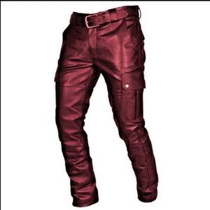 Erkek pantolon sıcak satan moda ve rahat erkek deri pantolon 2024 Sıradan ve Avrupa Stylel2405 ile düz renkli PU