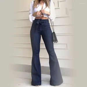 Women's Jeans Women's Fashion Casual High Waist Micro Elastic Strap Flared Pants Wide Leg Denim Long Loose Trousers