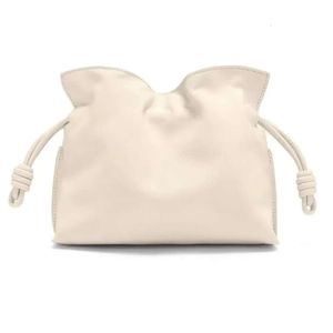 designer Genuine leather new cloud one shoulder women's drawstring tied mouth lucky bag, niche bucket high aesthetic tote bag