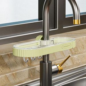 Kitchen Storage Adjustable Faucet Racks Creative Plastic Large Capacity Sink Drain Rack Removable Space Saving Soap Holder For Home