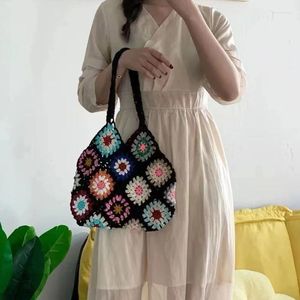 Storage Bags Women Bohemia Hand Crochet Woven Shoulder Retro Knitted Shopping Large Capacity Summer Travel Lady Beach