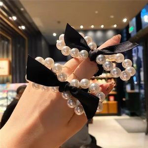 Kadın büyük inci saç bağları moda Kore tarzı saç bandı scrunchies kız at kuyruğu sahipleri lastik bant saç aksesuarları