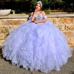 Utanför axeln lavendel quinceanera klänningar bestidos para 15 anos flicka söt 16 klänning tävling klänningar vestidos 277m