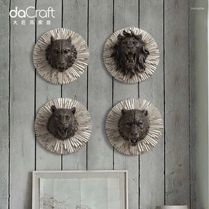 Decorative Figurines Angry Animal Head Creative Resin Wall Decoration Bear/ King Kong /Lion /Tiger/ Wolf Hanging Ornaments Gift