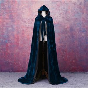 Sammet huva kappa bröllop cape halloween wicca mantel wicca robesleeveless brud wrap cape sjal för brudomslag lång golvlängd cus 269s