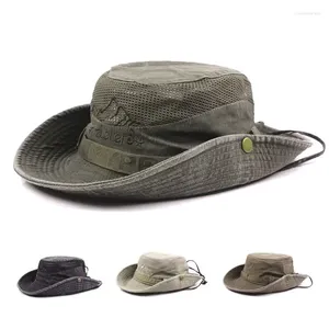 Berets Men's Cap Summer Mesh Breathable Retro Cotton Bucket Hat Jungle Fishing Hats Novelty Dad's Beach