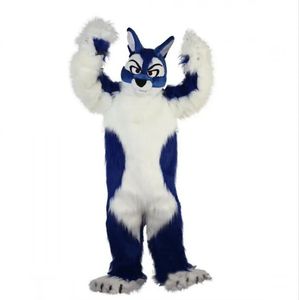 2024 Halloween Blue Wolf Mascot Costume Cartoon Anime Theme Character Carnival Unisex Dress Christmas Fancy Performance Party Dress