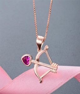 Ny ankomst 100 S925 Sterling Silver Embedded Zircon Creative Love Bow and Arrow Necklace Cupid039s Arrow Women Rose Gold Pend4518066