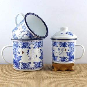 Wine Glasses Camping Mug Blue And White Porcelain Enamel Cup Retro Tea Old Style Coffee Chinese Traditional Drinking Water Travel
