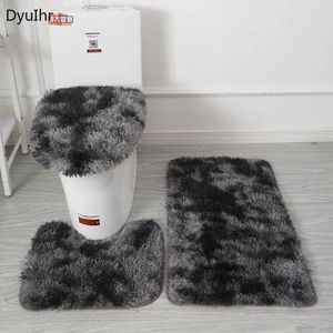 Badmatten Badezimmerzubehör Krawatte gefärbter Wollteppich dreiteils Toilettenset Anti Slip Foot Cover Boden Matte Haushalte