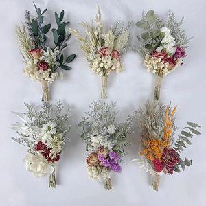 Flores decorativas Mini Rose Pampas Buquês de grama seca Facas de flores naturais para decoração de cartões de artesanato DIY PO APES