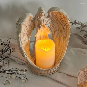 Dekoracyjne figurki 1 PC PROJEKTA ANOŁA CANDLE ELEKTRONICZNY Strażnik Wings Statue Decor Home