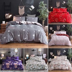 Bedding Sets Simple Pure Color Home Textiles Set Monochrome Brushed Three-piece Sh Quilt Pillow Case Duvet Cover No Classic
