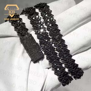 Iced Out Hip Hop Link Chains Custom Jewelry Real Sterling Sier Black Moissanite Diamond Chape