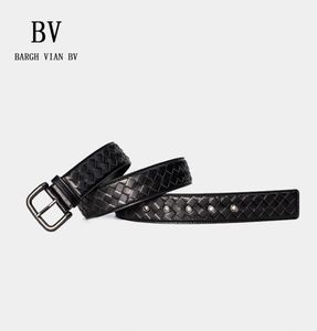 Bargh Vian Leather Belt Men S手作りの子牛の皮膚織りベルトピンビジネスパンツベルト肉