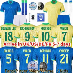 Camisas de futebol brasils 2024 Copa America Cup Soccer Jerseys Camiseta de Futbol Paqueta Raphinha Camisa de futebol Maillot Marquins Vini Jr Brasil Richarlison Men K