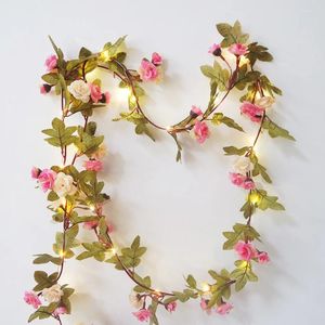 Party Decoration 2pcs Lovely Rose Flower Garland With Copper Led Fairy String Light 2.5M 30 Leds By Battery Floral Strip