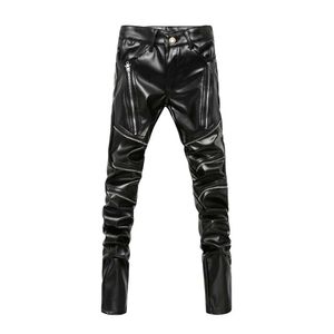 Herrenhosen neu angekommen personalisierte Herren Lederhose Ultra-dünne Lederhosen Herren Kleidung PU MENS Clothingl2405