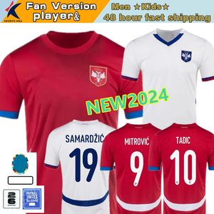 2024 Jersey de futebol da Sérvia 24 25 SRBIJA seleção nacional casa fora Sergej Mitrovic Camisetas de futebol Kit Vlahovic Pavlovic Tadic Milenkovic Zivkovic