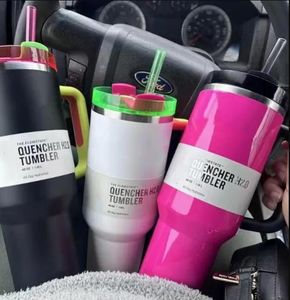 Neon Colors White Black Tumblers Target Red Parade Flamingo Cups H2.0 40 oz cup with handle straw Water Bottles 40oz Gift Pink co-branded