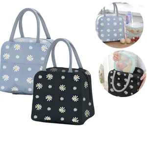 Storage Bags Fashion Daisy Print Portable Lunch Box Bag Multifunctional Thermal Insulation Outdoor Cold Ice For Women