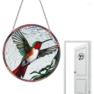 Estatuetas decorativas jummingbird janela suncatcher para decoração por porta de parede acrílica pendente pendente solar apanhador de pássaro manchado de arte pintura de arte