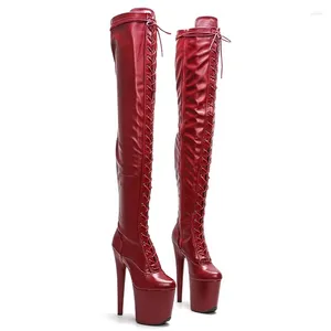 Stiefel Mode pu obere sexy exotische Pole-Tanzschuhe 20 cm/8 Zoll High Heel Plattform Frauen moderne Overknee 428