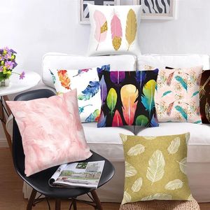 Pillow Feather Printing Pink Throw Cases Sofa Cover Bed Pillowcase Decoration Fashion Home Decor 45 45cm
