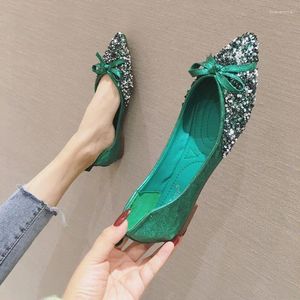 Casual Shoes Bean 2024 Niche Flat Glitter Dance Soft Soles Non-Slip Women's Wedding