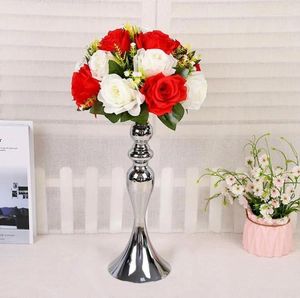 Porta di candele per matrimoni Silver Gold Candlestick Decorazione per la casa Road Table Vaso Flower Degime Propts