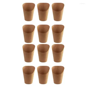 Disposable Cups Straws 200Pcs Disposal Take-Out Baking Cakes Egg Puff French Fries Chips Snacks Kraft Paper Holder 300Ml (Brown)