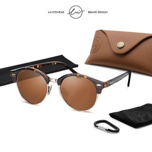 LM klassische runde Frauen Männer kleine Halbrahmen polarisierte Sonnenbrille Modemarke Designer Vintage Sun Brille Männliche Fahren UV400 240423