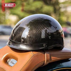 Hełmy motocyklowe Hełm z włókna węglowego Mężczyźni i kobiety Retro Safety Certification Certification Jazda Motocykl Pół osobowości