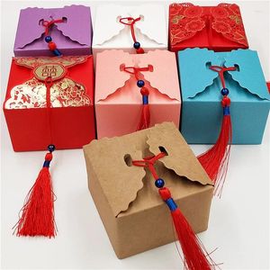 Embrulho de presente 12pcs/lote de papel para casas de casamento de estilo europeu Caixa de papel de papel colorida Carton criativo DIY para artesanato de chá de chocolate