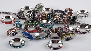 100 шт. Смешанные цветы Rhinestone Rondelle Spacers Европейские большие шарики. Подходят для браслетов. 10x4mm 4156688