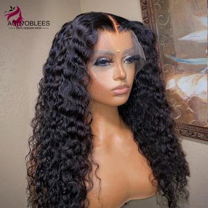 13x4 Deep Wave Spets Front Wig Human Hair Transparent spets frontala peruker för kvinnor 4x4 peruker förpluckade