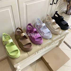 Tasarımcı Sandallar Goldenglow Kadın Terlik Velcro Slaytlar Platform Sandal Tıknaz Plaj Eva Slaytlar Baba Altın Glow Katırları Su Geçirmez Konforlu Sikeri