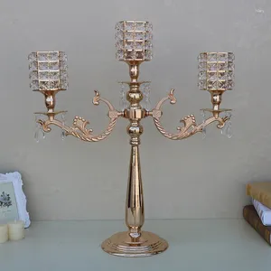 Candle Holders Glass Cup Holder Retro Tealight Iron 3 Head Christmas European Chandelier Bougeoir Home Decoration DL60ZT